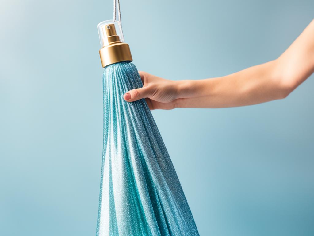 spraying glitter on a dress